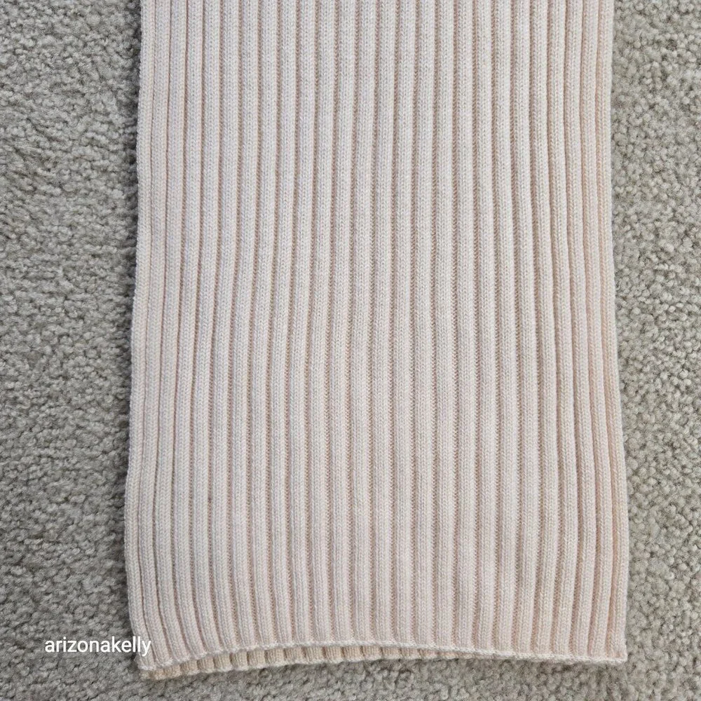 Eileen Fisher Ribbed Merino Ivory Thick Scarf TINY FLAW Wool Soft